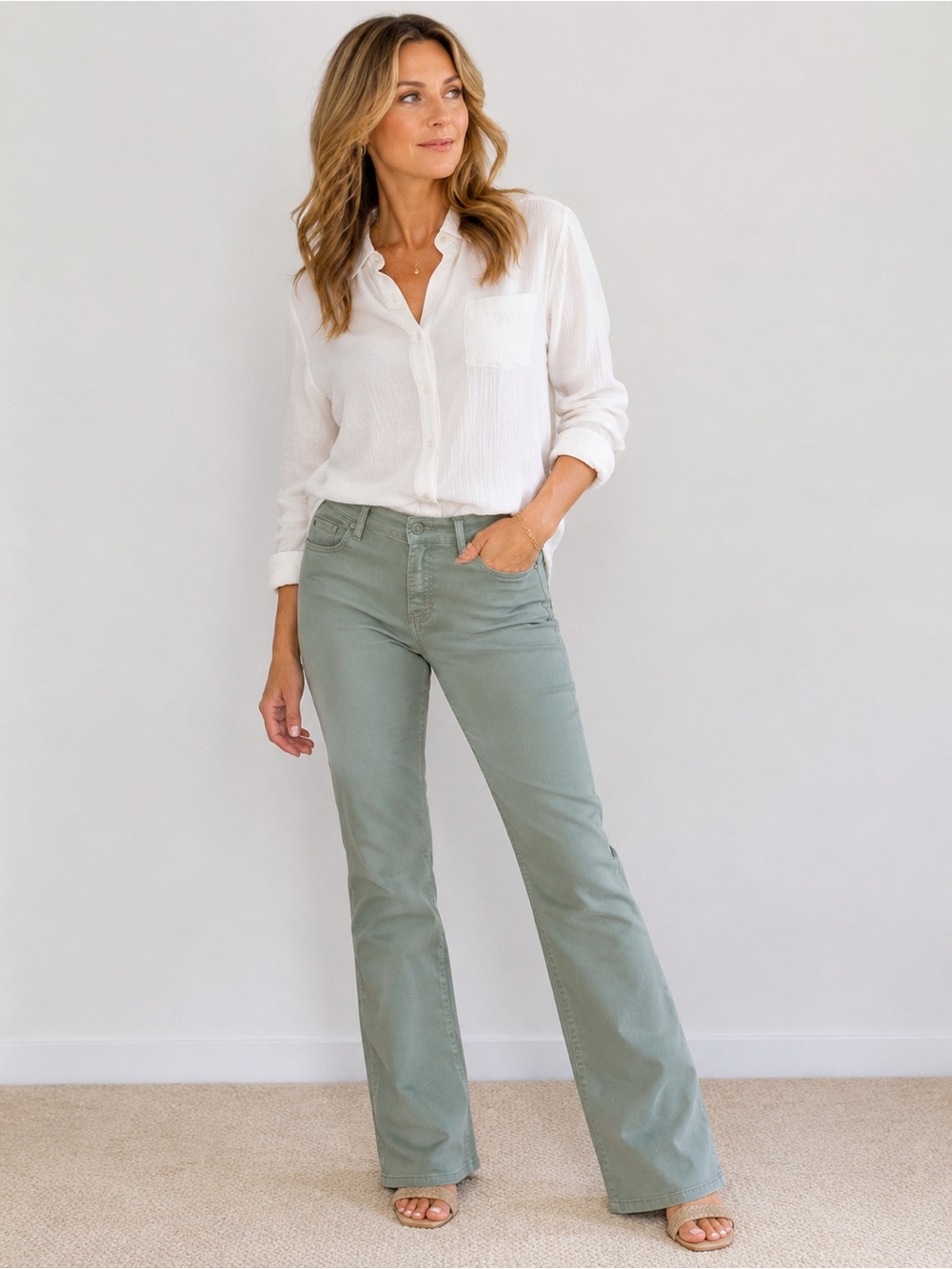 PajamaJeans Women’s Pull-On Jeans - Medium (8-10) - Sage Green BNWT